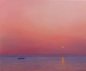 Rosa Morgendämmerung am Ganges