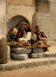 Brotverkäufer von Jerusalem, Heiliges Land, ca. 1890-1900