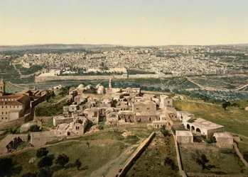 Gesamtansicht, Jerusalem, Heiliges Land, ca. 1890-1900