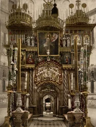 Das Innere des Heiligen Grabes, Jerusalem, Heiliges Land, ca. 1890-ca. 1900