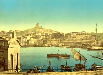 Notre Dame de la Garde vom Quai de la Joilette, Marseille, ca. 1890-1900
