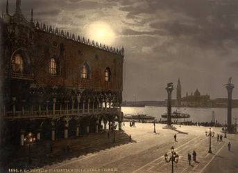 Piazzetta und San Georgio bei Mondschein, Venedig, Italien, ca. 1890-1900