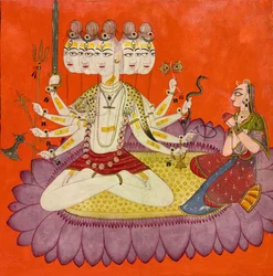 Sadashiva verehrt von Parvati, ca. 1690