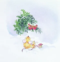 Weihnachtsmäuse und Rotkehlchen