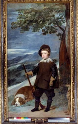 Porträt von Prinz Baltasar Carlos von Spanien in Jagdkleidung