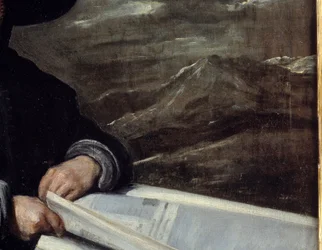 Porträt des Narren Diego de Acedo genannt Cousin (Detail). Gemälde von Diego Rodriguez de Silva y Velázquez (1599-1660)