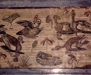 Römisches Mosaik aus Pompeji von Enten und Fröschen in einem Wassergarten