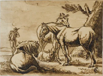 Pferde, Ziege und ein Mann