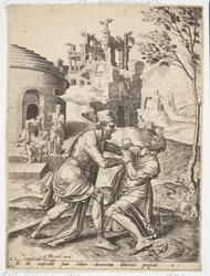 Der Diener zwingt einen anderen Diener, seine Schulden zu bezahlen