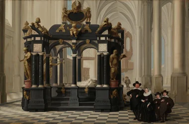 Eine Familie neben dem Grab von Prinz Wilhelm I. in der Nieuwe Kerk, Delft