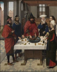 Das letzte Abendmahl Altarbild: Pessach-Seder linker Flügel, 1464-1468
