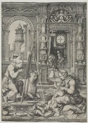 Der heilige Lukas malt die Jungfrau