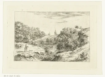 Dünenlandschaft mit Kirchen und Reiter bei Scheveningen
