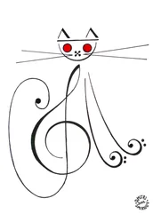 Musikalische Katze - eine Katze gezeichnet mit musikalischer Notation