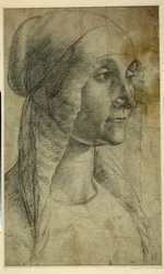 Kopf einer Frau mit Haube