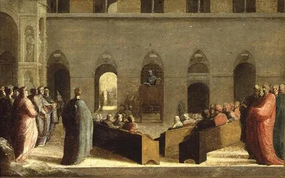St. Bernadino predigt auf dem Campo in Siena, ca. 1528