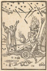 Vulkan kommandiert ein Feuerwerk, Blatt 10 der Folge "De la Pirotechnia"