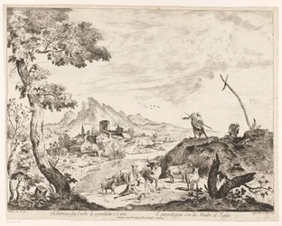 Landschaft mit Hirten und Vieh