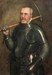 Porträt von Giulio Savorgnan mit Spitzhacke