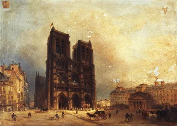 Vue du parvis de Notre-Dame, circa 1835