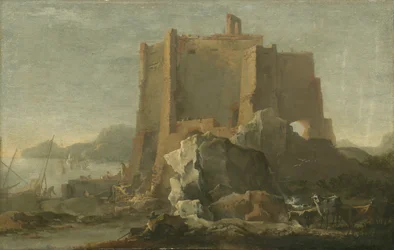 Landschaft mit Felsen und Festung, ca. 1640-50