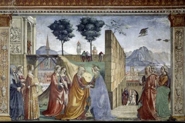 Die Geschichte von Johannes dem Täufer: Die Heimsuchung. Fresko von Domenico Ghirlandaio (1449-1494)