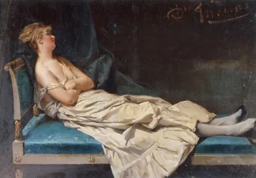 Dame auf einer Chaiselongue liegend