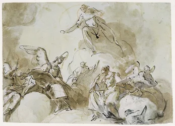 Christus unter Engeln in den Wolken