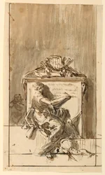 Skizze für ein Denkmal zur Befestigung an einer Wand, ca. 1800