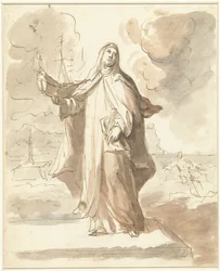 Heilige Brigitta, stehend mit dem Schiff in der rechten Hand