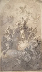 Die Unbefleckte Jungfrau in Herrlichkeit recto, Skizze eines Teils eines Beins und einer Hand verso, 1723-1806
