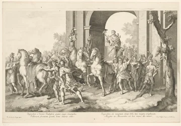 Militärischer Zug mit Alexander dem Großen auf Triumphwagen