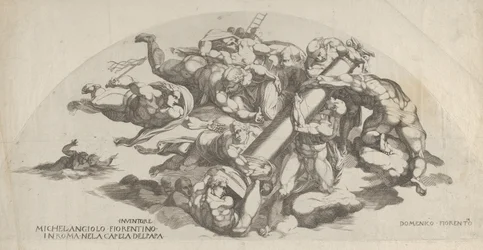 Gruppe aus dem Jüngsten Gericht, Engel tragen die Säule der Geißelung