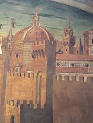 Detail des Florenzer Doms, aus einem Fresko von Dante mit der Divina Commedia im Nordschiff, 1465 Fresko (Detail)