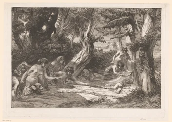 Diana und ihre Nymphen finden den schlafenden Cupido im Wald