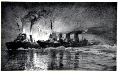 HMS Broke rammt den deutschen Zerstörer, Illustration aus 