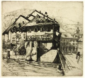 Häuser an der Aare, Schweiz