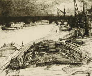 Wind und Regen auf der Themse
