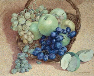 Korb mit Trauben und Äpfeln