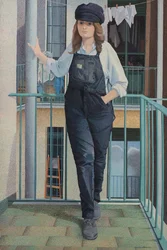 Monica auf dem Balkon