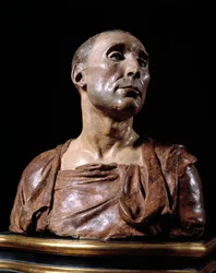 Büstenporträt des Condottiere Niccolò da Uzzano (1359-1431). Terrakotta-Skulptur von Donato de