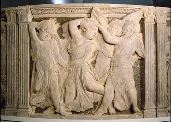 Post-restaurationspanel Nr. II vom äußeren Kanzel der Kathedrale von Prato, 1438