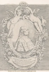 Porträt von Giovanni Girolamo Sbaraglia, in einem Oval flankiert von zwei Putti auf Füllhörnern, 1716
