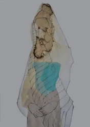 Nachdenkliche verschleierte Figur