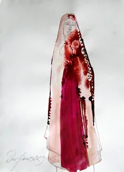 In Rot gehüllte Figur