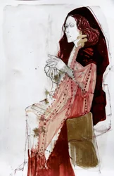 Elegante Dame in Rot