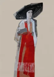 Elegante Frau rotes Kleid