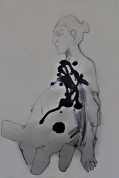 Figur mit dunkler Tinte