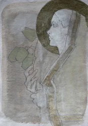 Serenes Profil Goldener Heiligenschein