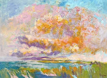 Lebhaftes Wolkenlandschafts-Sonnenuntergang